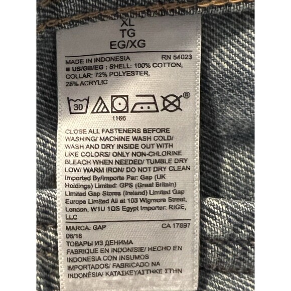 GAP Jeans Denim Jacket Sherpa Trim Collar Womens Size XL Classic Trucker - Picture 9 of 10